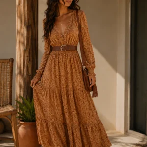 VESTIDO MANGA LONGA FLORAL AURORA