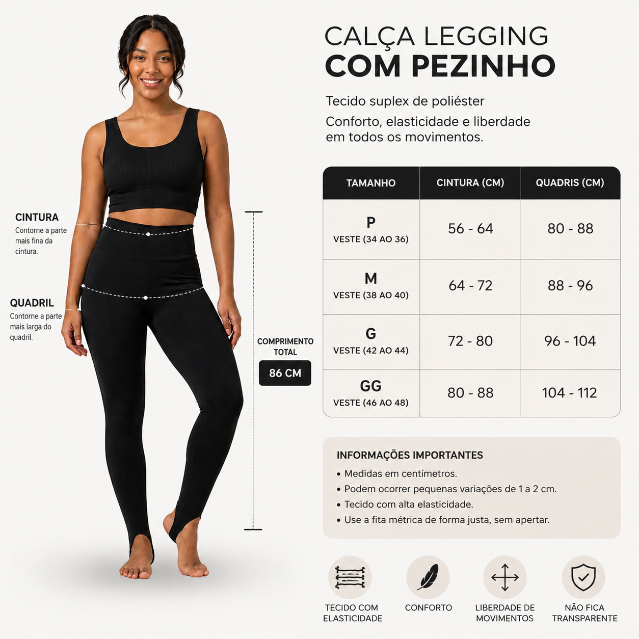 CALÇA LEGGING FEMININA COM PEZINHO - Imagem 2