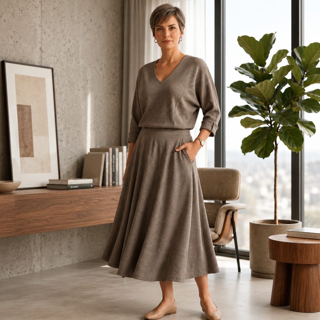 CONJUNTO FEMININO TOSCANA LONGO MANGA LONGA DECOTE V